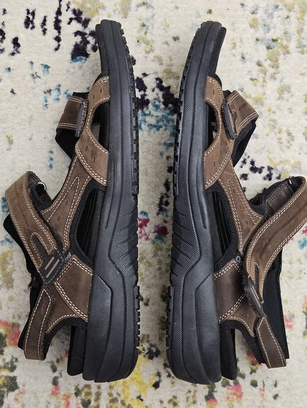 Orthofeet 565 Sandals Mens 10 2E Wide Brown Leather Arch Support Walking